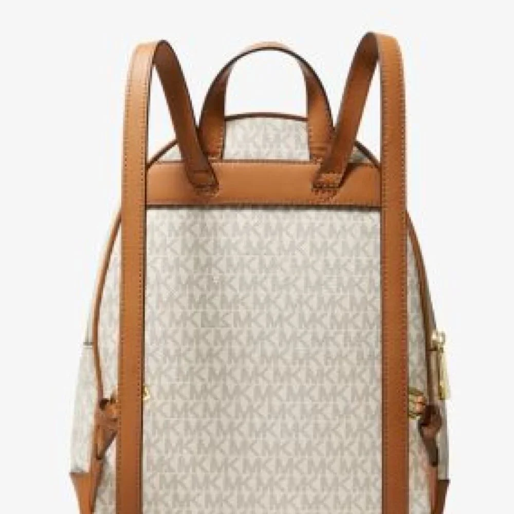NWT Michael Kors "Brooklyn" medium logo monogram backpack in tan / vanilla Y2K - Picture 3 of 14